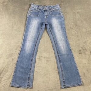 Roz Ali Jeans Women 10 Blue Bootcut Ramie Blend Stitch Boho Y2K Western Cowgirl